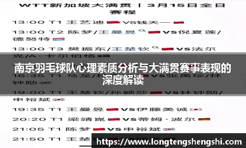 南京羽毛球队心理素质分析与大满贯赛事表现的深度解读